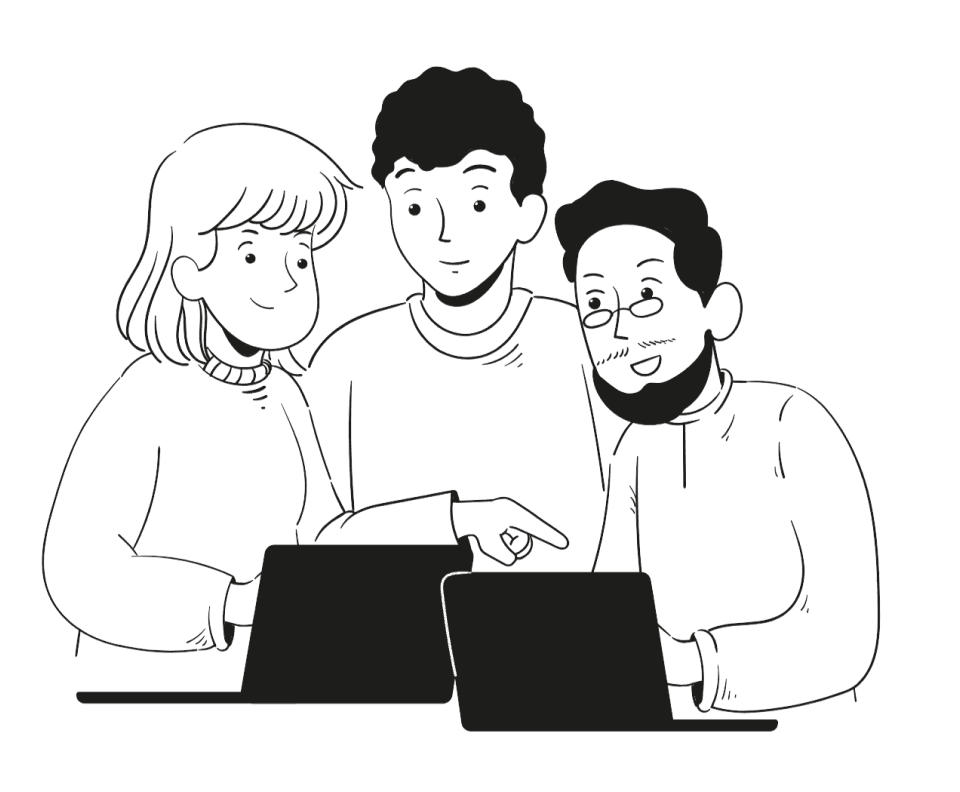 People collaborating on tablets