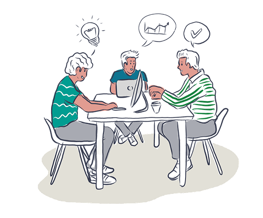 People collaborating on tablets