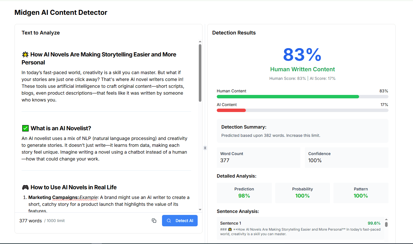 How Midgen Ai Detector works?